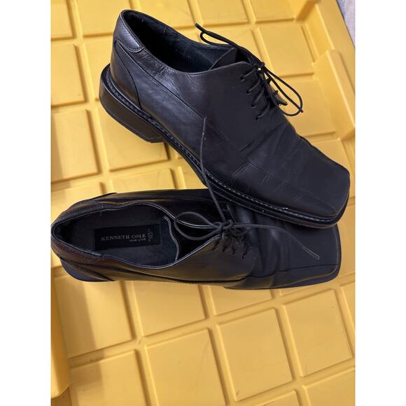 Kenneth Cole Men's Leather Dress Shoes Lace Up Square Toe Formal Wedding Prom 43 - Picture 2 of 8